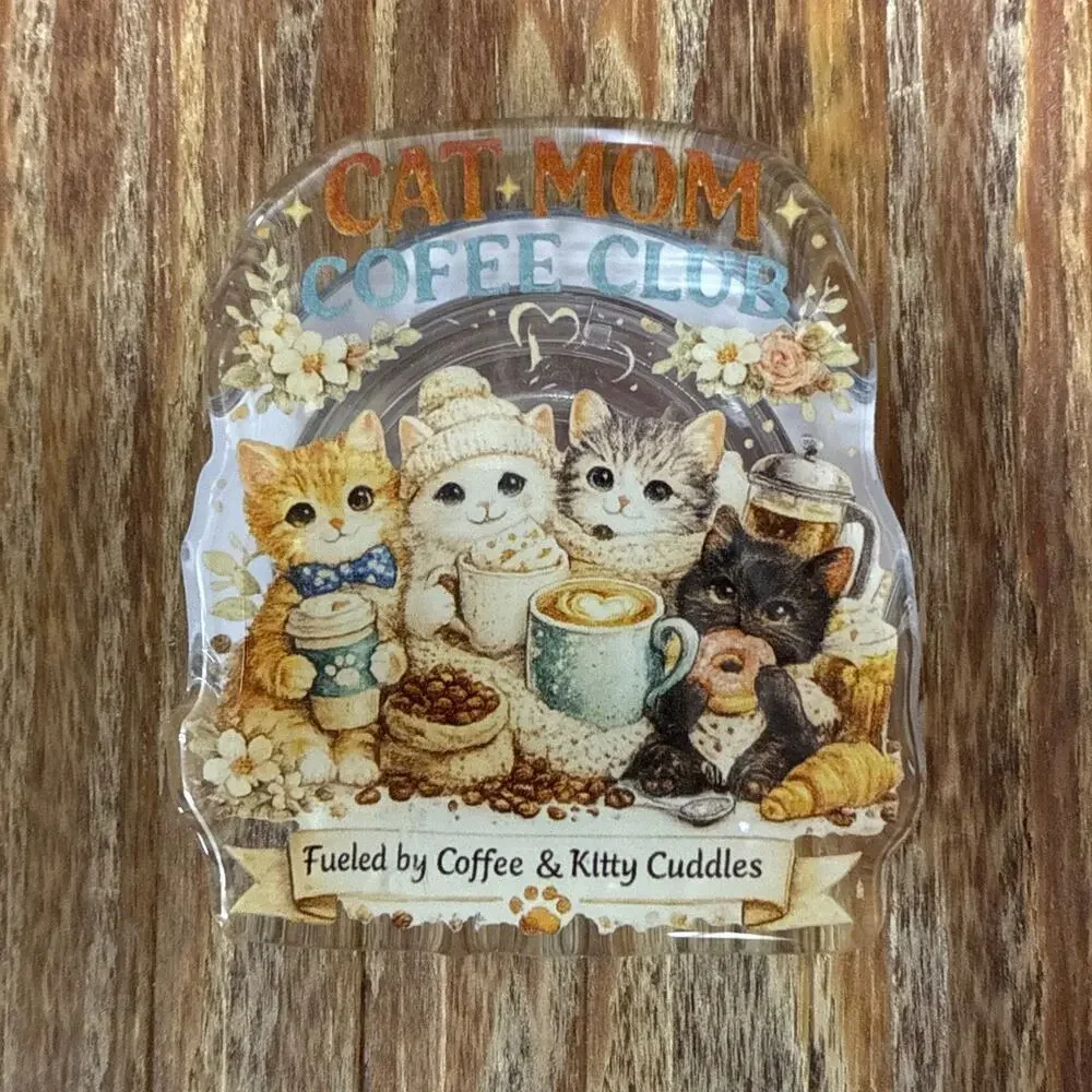 Magnetic Cat Mom Coffee Club Pop Up Phone Grip
